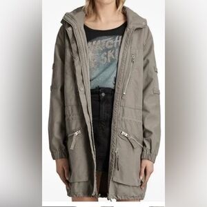 All Saints Skylar Parka Green Military Style Field Jacket - Med - No Hood